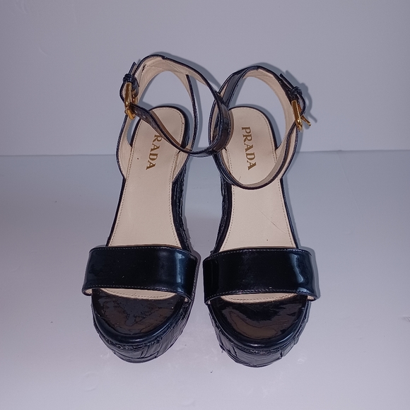 Prada Patent Leather Wedges 35 - Picture 1 of 7